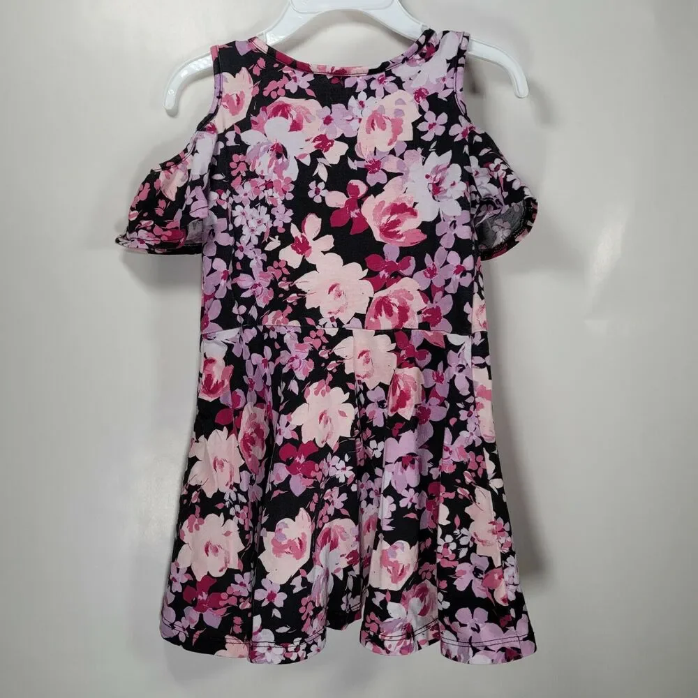 Floral Toddler Dress Size 3T Childrens Place Cold Shoulder Pink Purple Flowers
